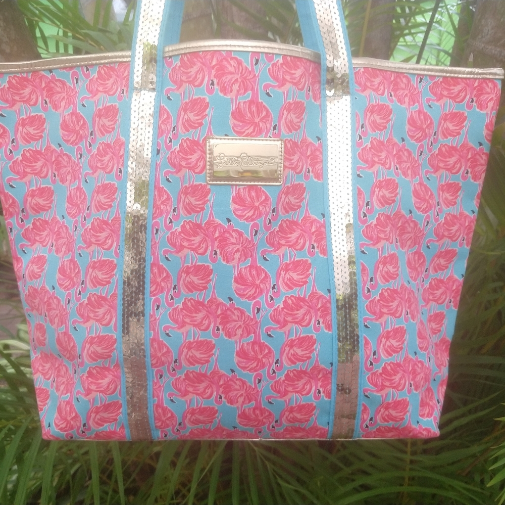🌴 Lilly Pulitzer Pink Flamingo Tote Beach Bag 🌴